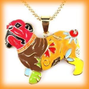 Multicolor Enamel Adorable Bulldog Pendant - NWOT